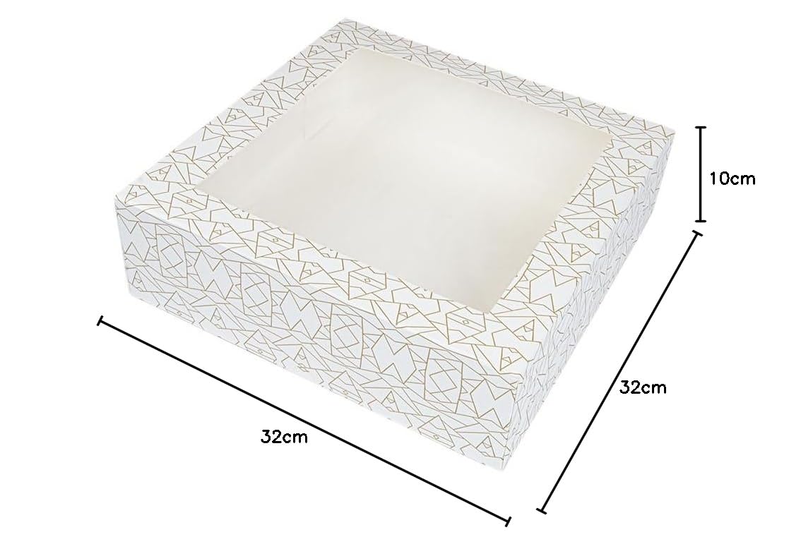 50 pezzi - Scatole per pasticceria con finestra 'Thepack' 250 g/M2 + Opp 32 x 32 x 10 cm bianco cartone ondulato Nano-Micro