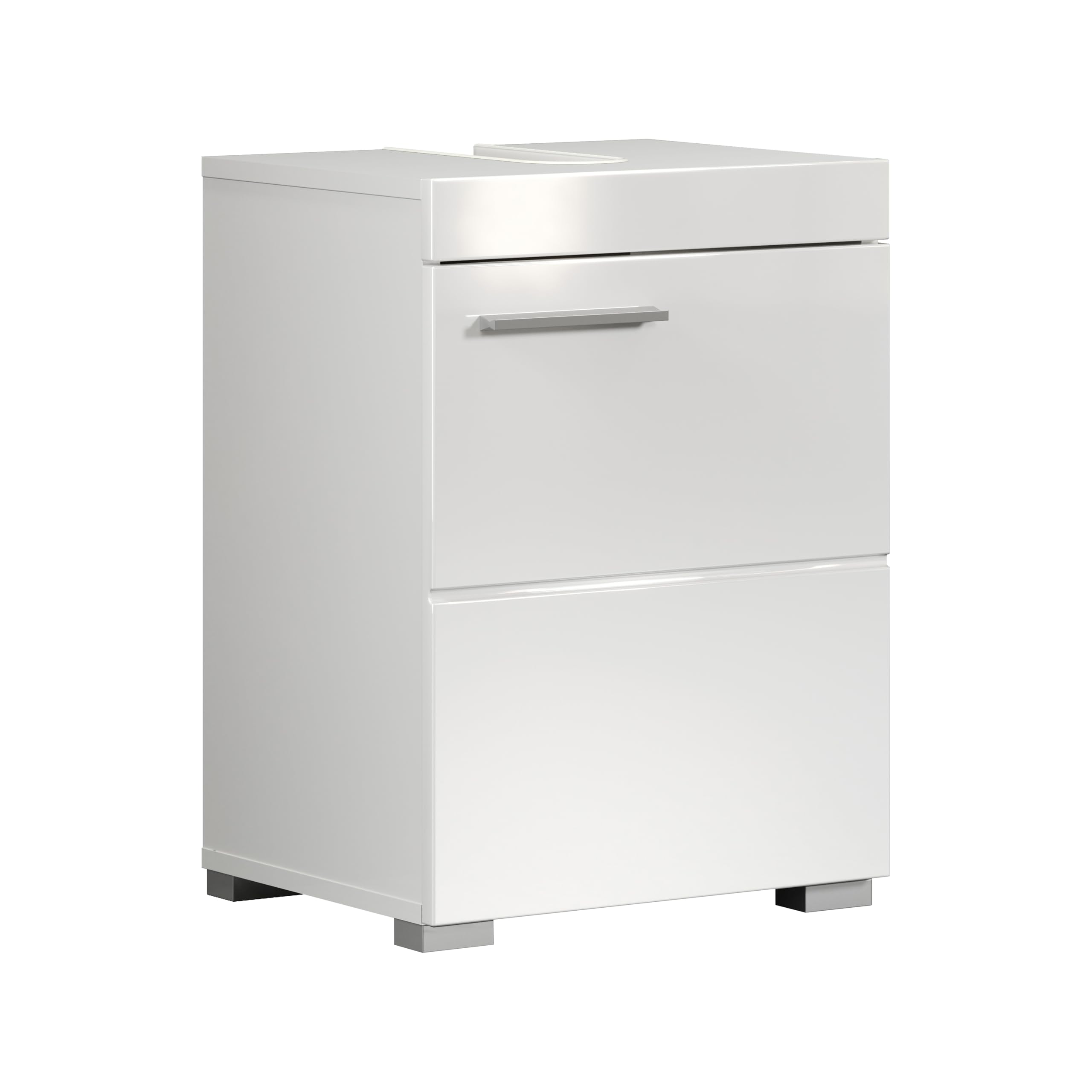 trendteam smart living Amanda Waschbeckenunterschrank Weiß/Weiß Hochglanz 1 Tür 1 Einlegeboden (BxHxT) 40 x 56 x 34 cm Kratzfest und Pflegeleicht für Badezimmer