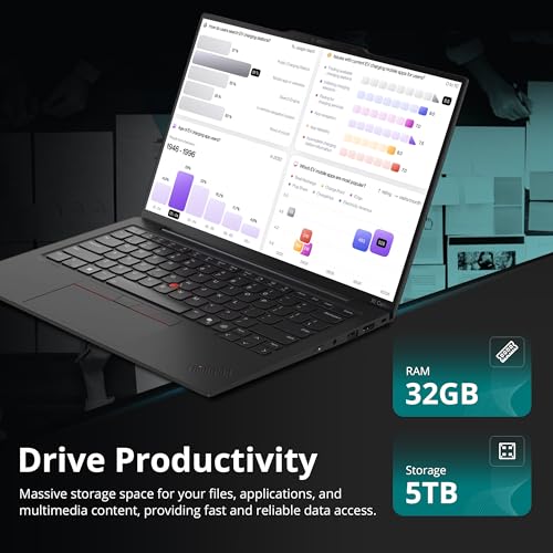 Image of Lenovo ThinkPad X1 Carbon G13 14 inch 2.8K Laptop, Intel Ultra 7 258V, Intel Arc Graphics, 32GB LPDDR5X, 5TB Storage(4TB SSD&1TB Docking Station), Fingerprint, Backlit Keyboard, Wi-Fi 7, Win11 Pro, Black