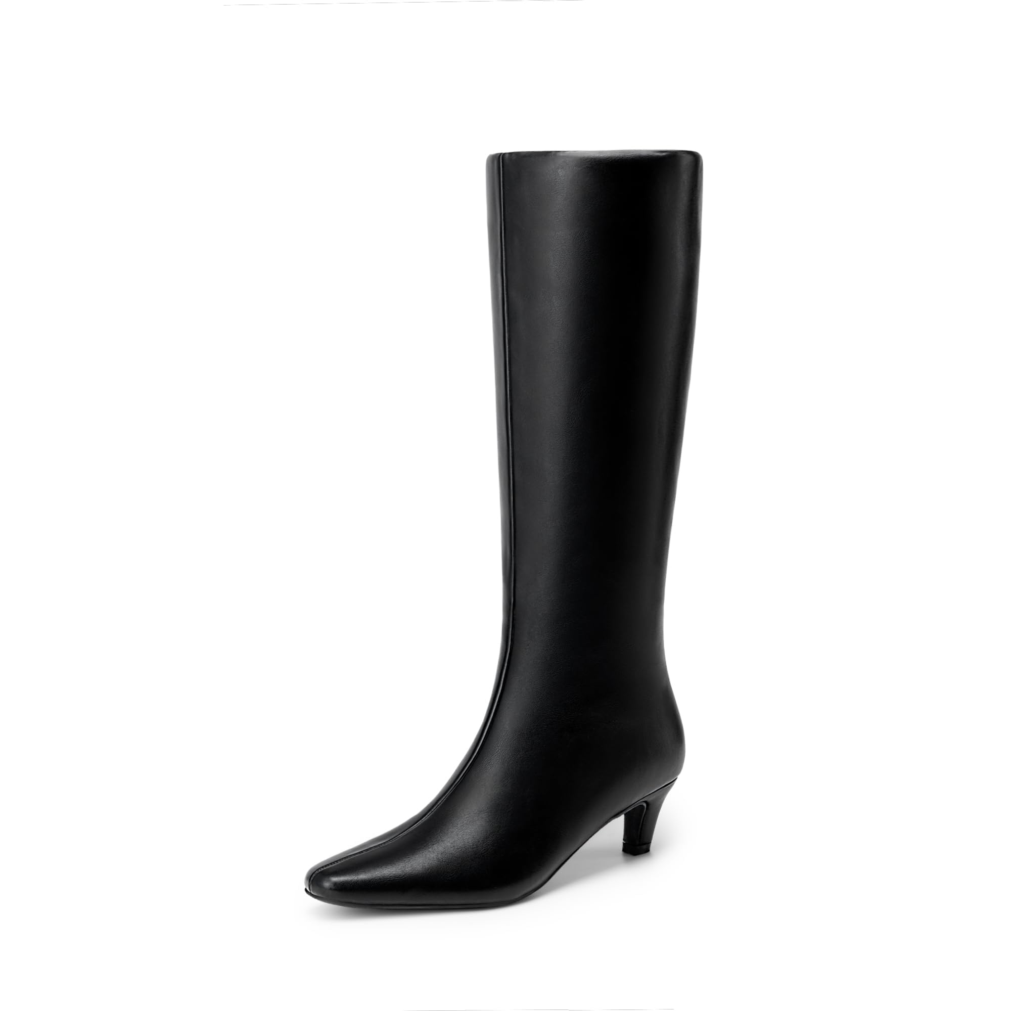 DREAM PAIRS Women Knee High Boots 2 Inch Kitten Heel Fashion Square Toe Wide Calf Long Boots