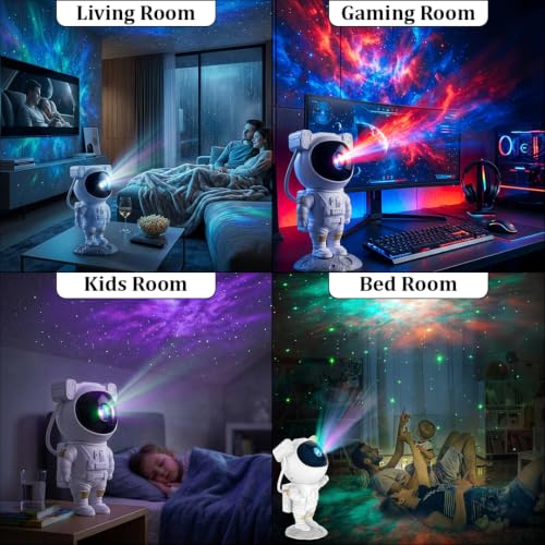 Image of fizzytech Astronaut Galaxy Projector Night Light, 360 Degree Rotating Nebula Star Projector with Remote Control, Timer and Adjustable Head, Space Lamp for Kids Bedroom, Gaming Room and Home Decor