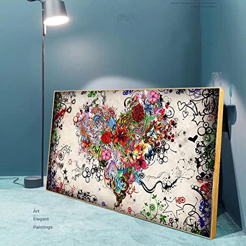 Impression sur Toile KEBIA Coeur Abstrait et Gravures Mur Photo Salon 30x60
