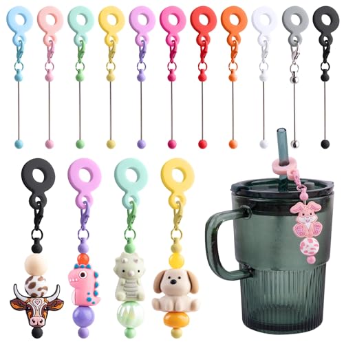 Framendino, 11 Pack Beadable Cup Charm Straw Dangle Adapters for Tumbler Decoration