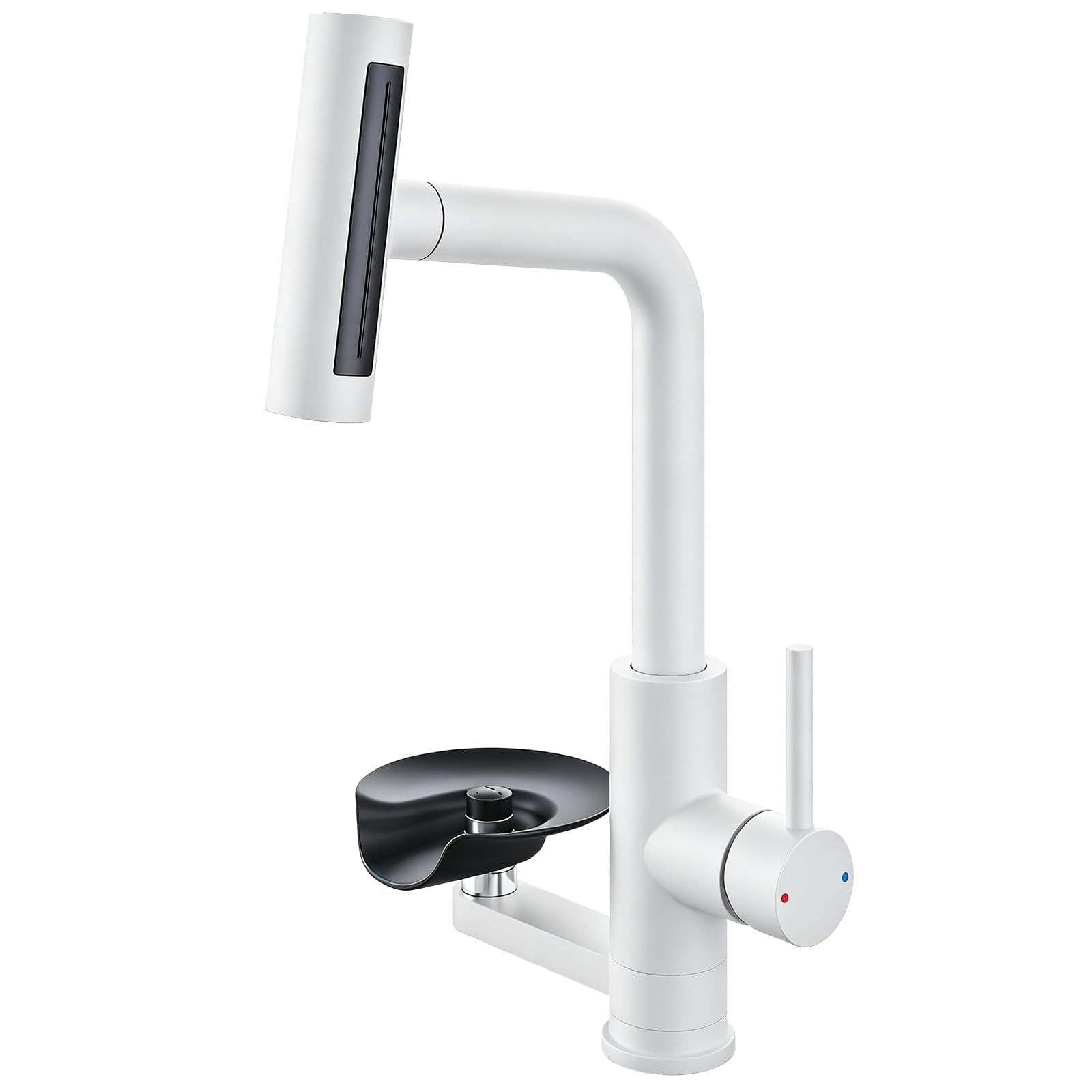 SINGSUO Waterfall Kitchen Mixer Tap 1 Hole with Pull Out Spray&Glass Rinser