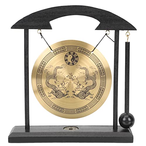 Abaodam 双龍模様 デスクトップゴング装飾 繊細な十二支デザイン 卓上オーナメント 室内装飾 属製 贈り物に