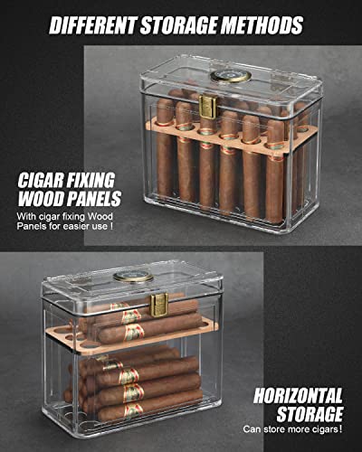 Fankai Cigar Humidors, Acrylic Humidor Cigar Box, Cigar Accessories With Hygrometer&Humidifier, Cigar Gifts For Men, Humidor With Cedar Wood Tray, Cigar Case Fits 18-50 Cigars, Cigar Box Gift #TOP2