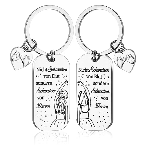 Goldziples 2 Stück Schlüsselanhänger Beste Freundin Geschenke, Schwester Schlüsselanhänger mit Herz Gravur, Freundinnen Geschenkideen, Geburtstagsgeschenk für Freundin, Freundschaftsgeschenke