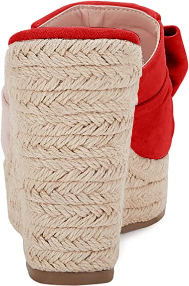 Image of PiePieBuy Womens Platform Espadrilles Slip On Wedge Sandals Bow Tie Open Toe Slides Shoes