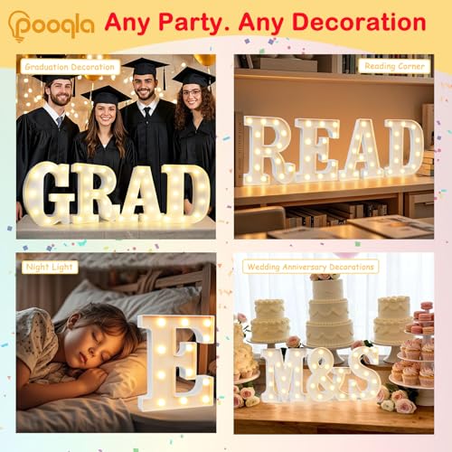 Image of Pooqla LED Marquee Letter Lights Sign, Light Up Alphabet Letter for Home Party Wedding Decoration E (Pack of 3)