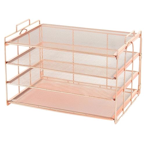 Spacrea Compact 4-Tier Letter Tray Paper Organizer with Handle, File