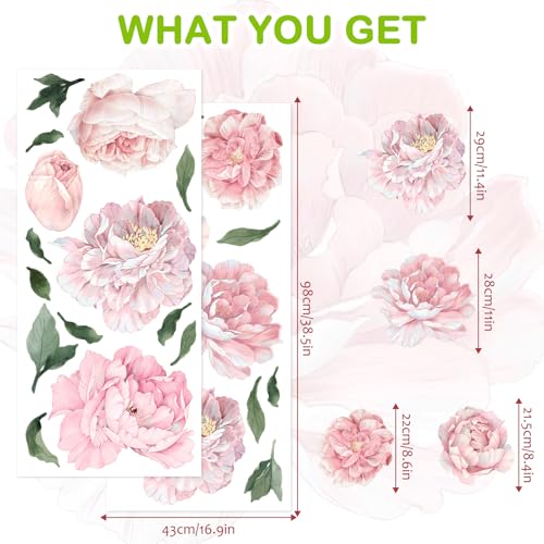 Vinilos Decorativos Florales Peonia Rosa Grande para Pared miniatura 3