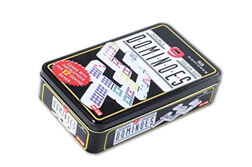 Engelhart- Tolles Dominospiel In Einer Metalldose - Kinder und Erwachsene Taktik Spiel - Trend Brettspiel (Doppel 9)
