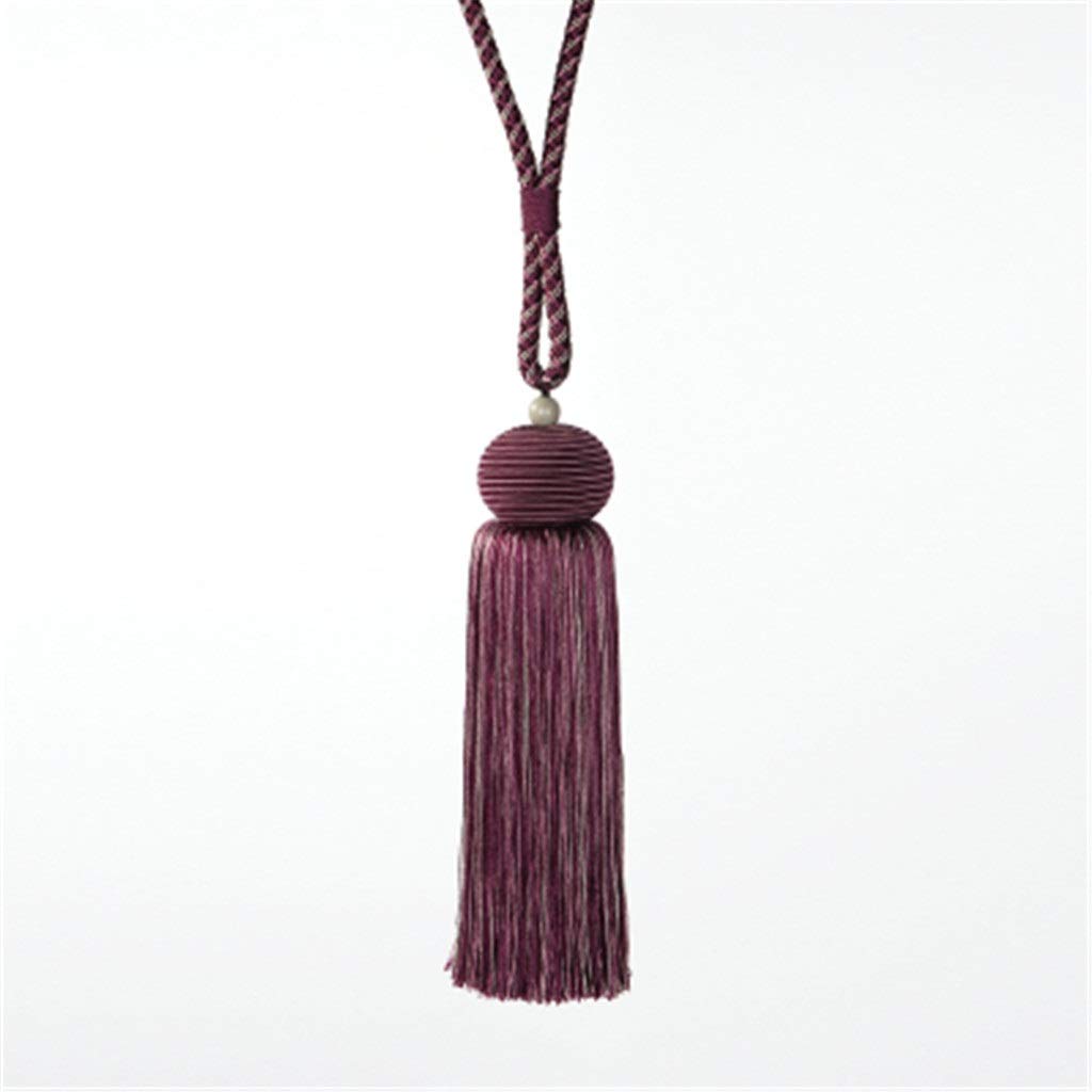 Paquet de 2 Attaches de Rideau à Pampilles, Cravate Suspendue, Brosse à Boucle, Sangles, Accessoires de Rideau, décoration de la Maison (Rple foncé)