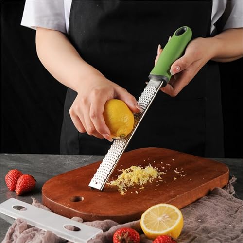 Rallador de queso y limón en acero inoxidable con cubierta y mango antideslizante amarillo miniatura 3