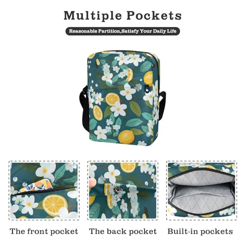 Crossbody Bag Lemon Flower Summer Messenger Bag for Women Men Purse Shoulder Bag Satchel Bag with Adjustable Strap 214A93542