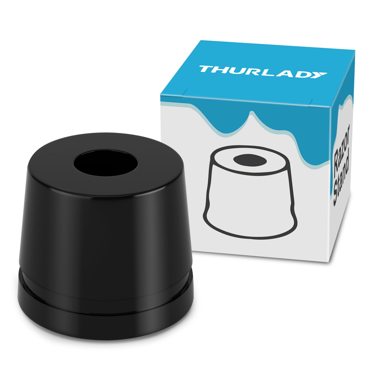 THURLADY Safety Razor Stand, Men's Single Blade Razor Metal Holder, Non-Slip Razor Base for Hold DE Razor, Keep Manual Shaver Dry, Classic Shave Accessory for Home (Matte Black)