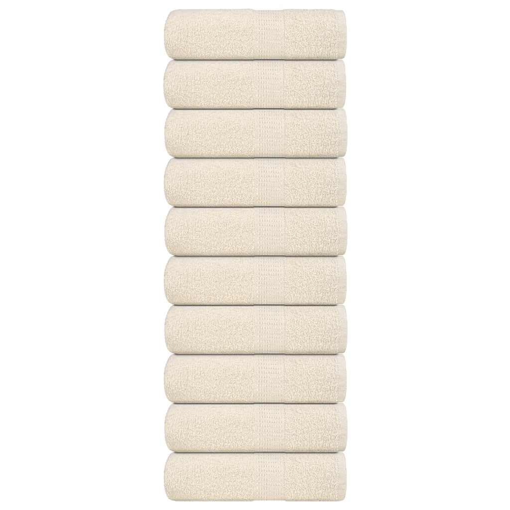 Casa & Giardino,Biancheria e biancheria da letto,Asciugamani,Asciugamani,Asciugamani per gli ospiti 10 pz Crema 30x50 cm 360 gsm 100% Cotone