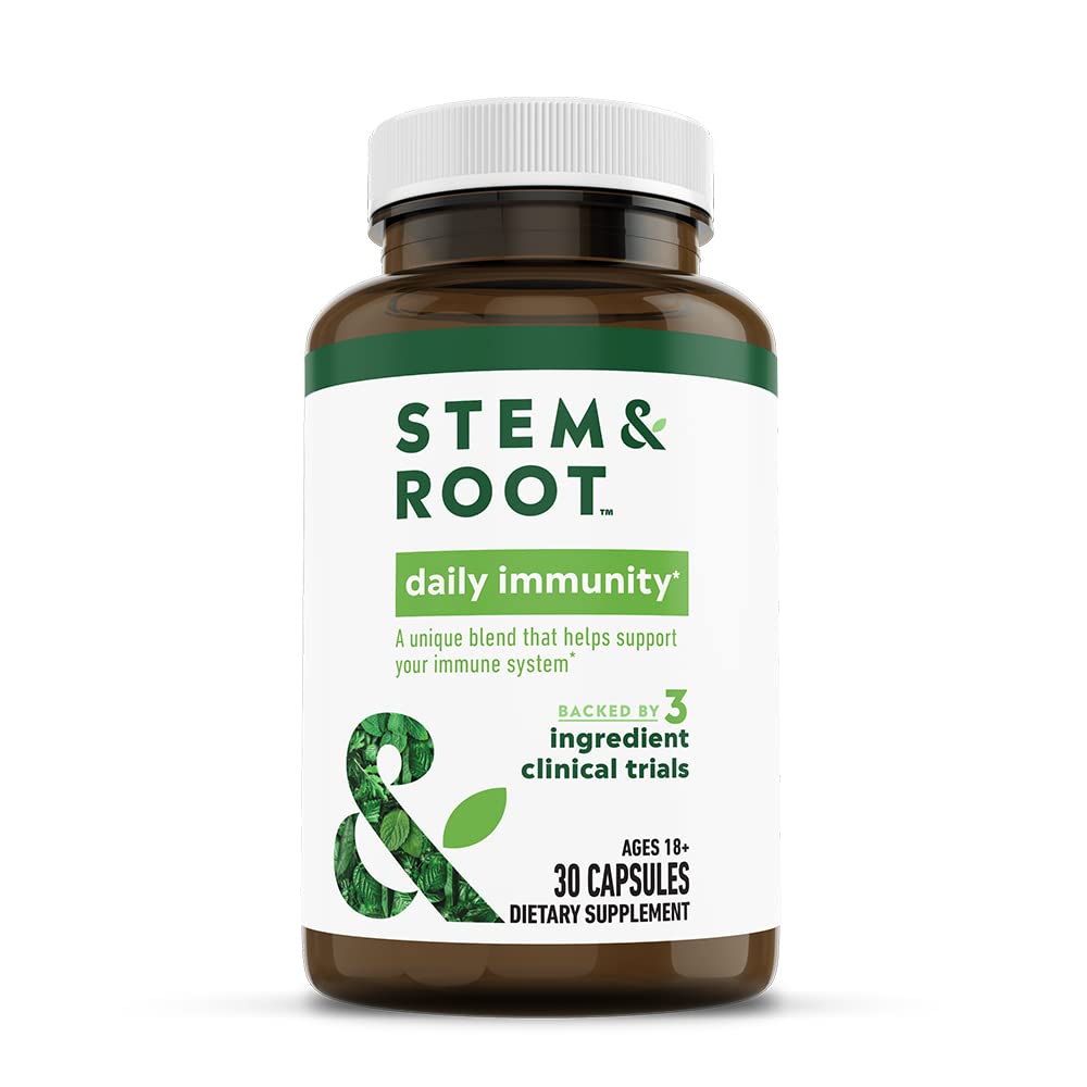 Stem & Root Daily Immunity Herbal Supplement with Zinc, & BeniCaros - Supports a Healthy Immune System - Powered by Plants, 30 Pack