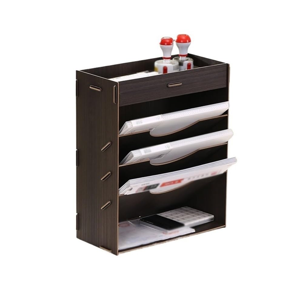 J9V4G6S3B5 Desktop File Rack Document Holder Mail Organiser Magazine Storage Rack Filing Letter Trays(Black)