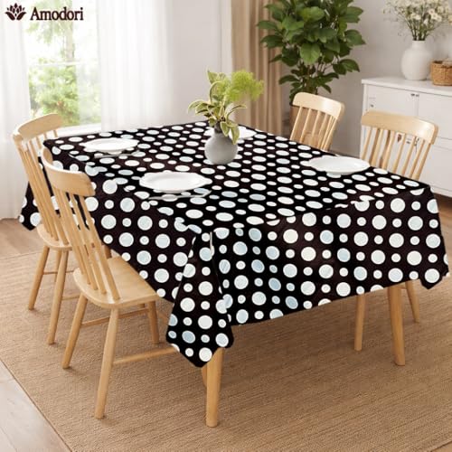 Image of Waterproof Dining Table Cover | PVC Table Protector | Dustproof Spill Proof Cover for Home & Kitchen (polka-12, 40x60 Inches (4 Seater))
