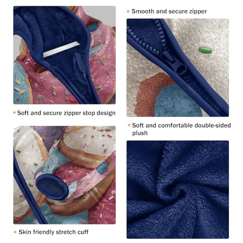 Colorful Donuts with Sprinkles Pattern Toddler Fleece Jacket Girl Boys Hooded Fleece Jacket Coat Warm3