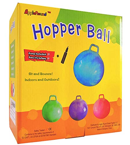 AppleRound Hippity Hoppity Hopball with Pump, Sit-on Bouncy Exercise Ball with Handle, 22 inch / 55 cm for Kids & Teens Ages 10-13, Cloud Colors (Red & Green) - Image 3