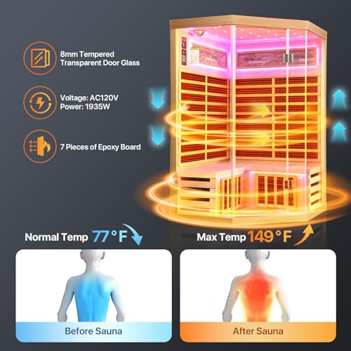 Image of OUTEXER Sauna Corner Saunas for 2-3 Person 120V Indoor Canadian Hemlock