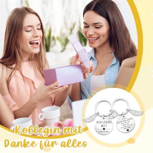 Happirra Beste Kollegin Geschenke, Schlüsselanhänger Schutzengel Glücksbringer, Abschied Lieblingskollegin Abschiedsgeschenk, Danke Geschenke für Arbeitskollegin Geburtstag Jobwechsel Neuer Job Rente