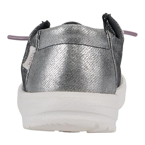 Image of HEYDUDE Girl's Toddler Wendy Metallic Sparkle Slip On Shoe | Easy On Loafer