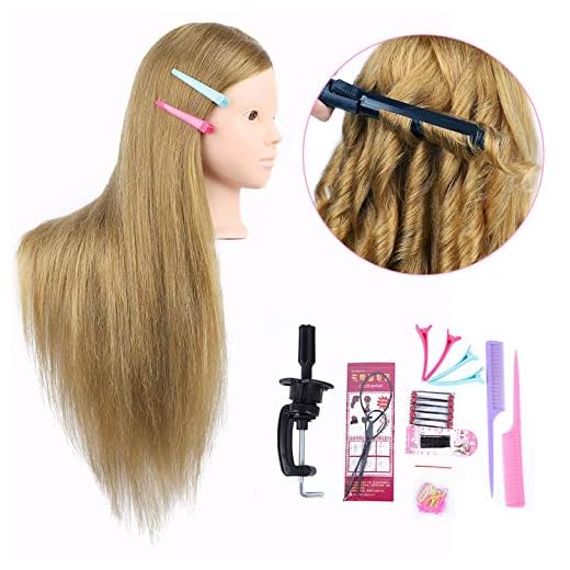 Mannequin Head 26 Inch With 50% Real Hair Brown Practice Training Head Synthetic Long Straight Hairdresser Training Head Doll Cosmetology Manikin Head and Clamp Stand No Make Up(No make up, 27)