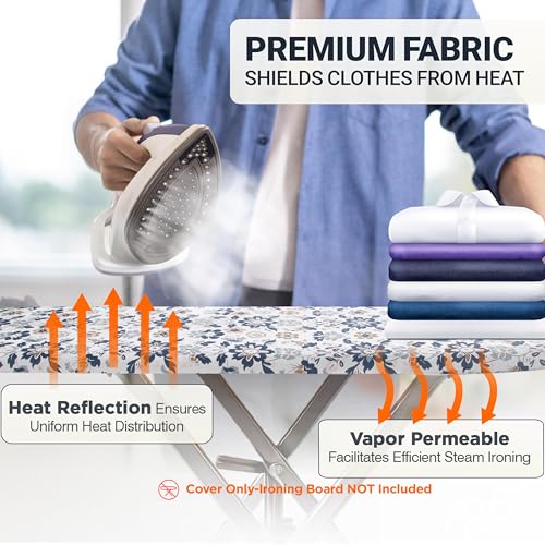 Image of Ironing Board Cover and Pad 18 inchx54 inch Extra Thick Natural Cotton,Scorch and Stain Resistant Iron Board Cover,Extra Large Iron Board Cover with Fasteners Heavy Duty Heatproof Elastic Edge Floral