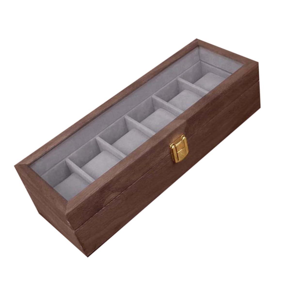 OUNONA Caja para Relojes de Madera Organizador Práctico y Elegante 6 Ranuras para Joyas, Adecuado para Uso en Casa o Viajes