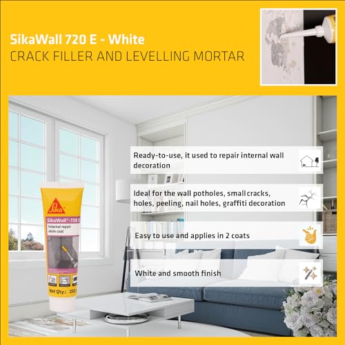 Image of SIKA - Wall crack repair paste - SikaWall 720 E - Acrylic wall repair cream -Waterproof wall crack filler - Ready to use - 250 g - White