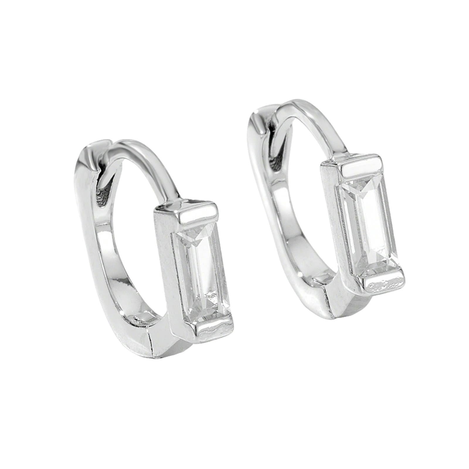 Au750 - Orecchini a cerchio in vero oro, con moissanite, solitario PT950 e platino
