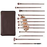 Z'OREYA Eye Makeup Brushes, 12 Pcs Professional Eye Brush Set Eyeshadow, Eyebrow, Blending, Fan, Eyelash Brush Set With Carrying Bag(Champagne Gold) - Image 4