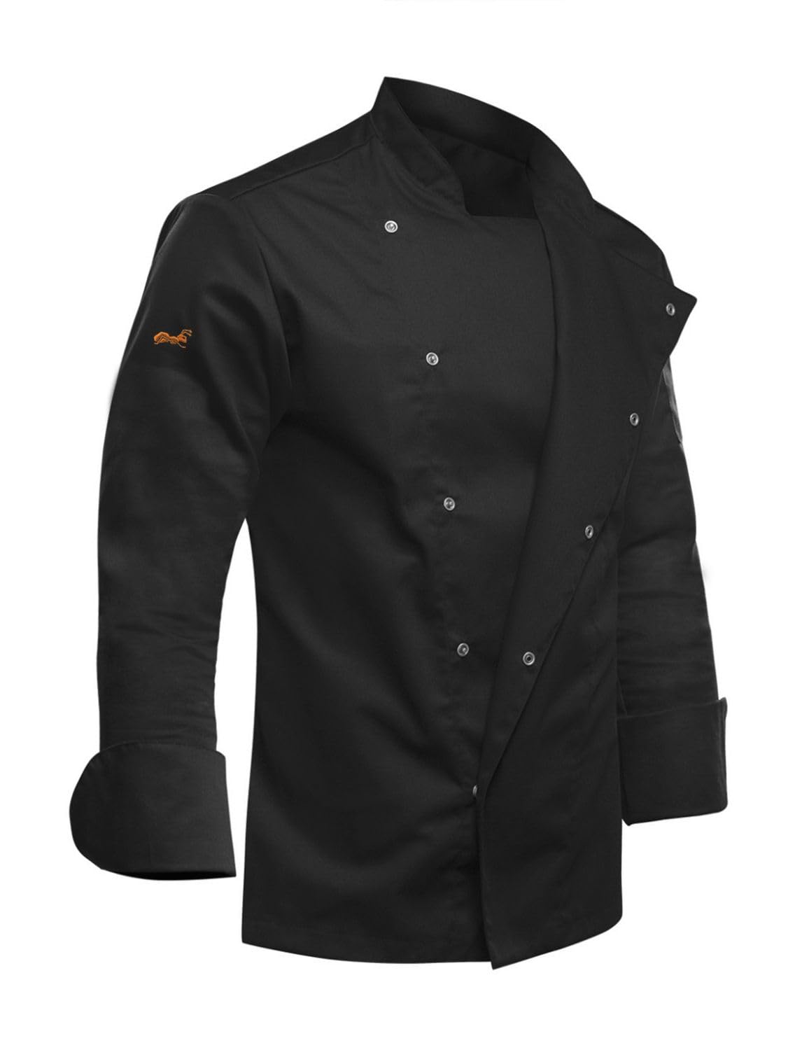 strongAnt® - Men Chef's Jacket with Hidden Clasps, Baker's Jacket with Long Sleeves and in Black - S
