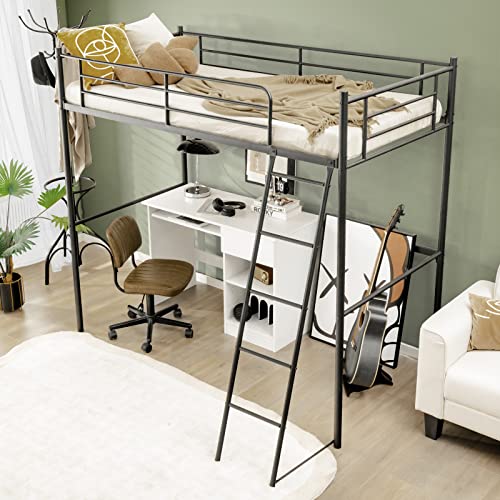 Buy Giantex Twin Metal Loft Bed, HeavyDuty Loft Bed Frame with Ladder
