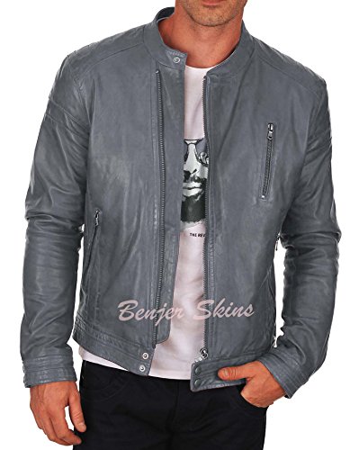 Benjer Skins Genuine Lambskin Leather Jackets For Men - Motorcycle Biker Leather Jacket Men 407