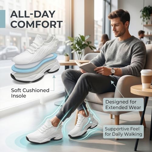 Image of Height Increasing Shoes, Hidden Height Increase Shoes with Arch Support, Breathable Mesh Lightweight Athletic Casual Shoes