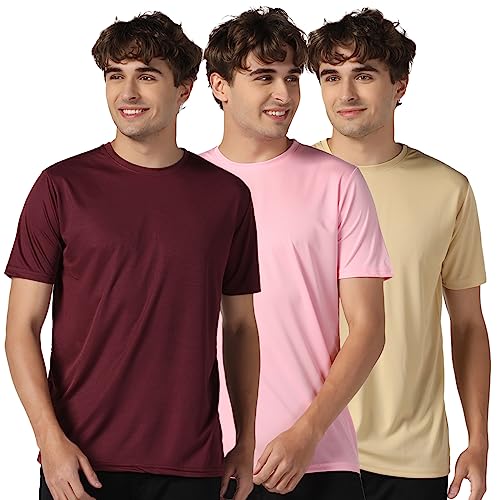 Image of INKKR Men's Short Sleeve Round Neck Dry Fit Multicolor T-Shirt Combo