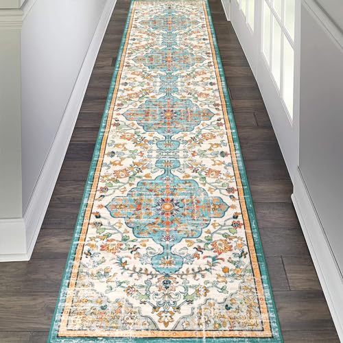 Pauwer Boho Hallway Runner Rug 2x10 Washable Entryway Area Rugs Non Slip Farmhouse Vintage Floor Mat Carpet Runner for Hallways Laundry Room Kitchen Bathroom Bedroom