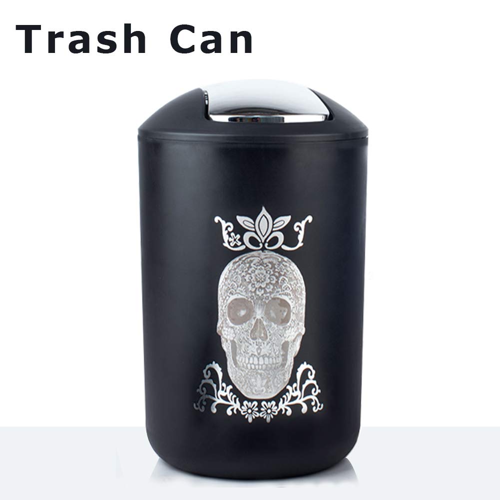 Juego de accesorios de baño de Halloween, 6 piezas de plástico, dispensador de jabón, soporte para cepillos de dientes, vaso, jabonera, papelera, soporte para escobillero de inodoro para encimera 4