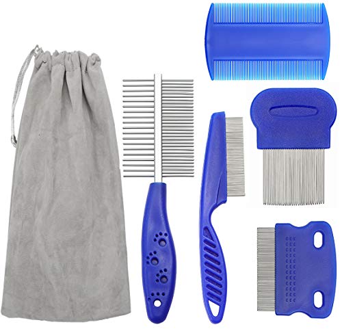 Dog Comb, Cat Comb Grooming Tools Comb Kit For Dog And Cat Double Sided Comb,Metal Dog Comb for Removing Matted Fur, Knots & Tangles,Shedding Comb