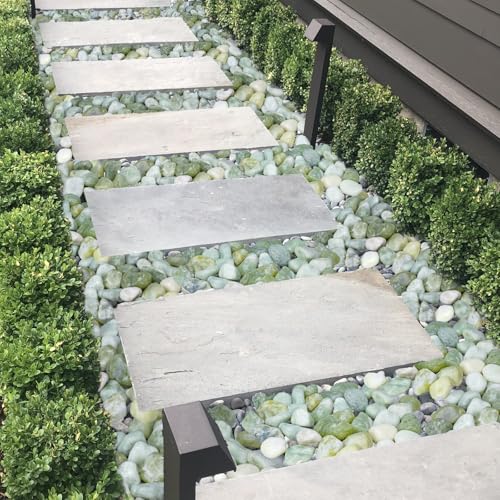 Image of Pulovin 20 lbs Jade Pebbles for Indoor Plants, 2-3 Inch Polished River Rocks, Decorative Garden Rocks Outdoor Landscaping, Large Natural Stone for Walkways, Yard, Vases, Crafts