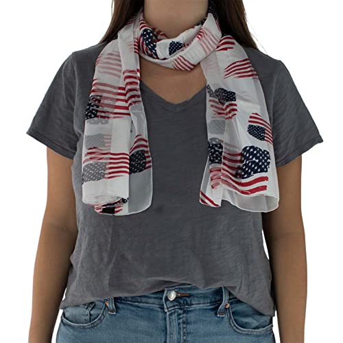 CTM Women's American Flag Print Lightweight Scarf3