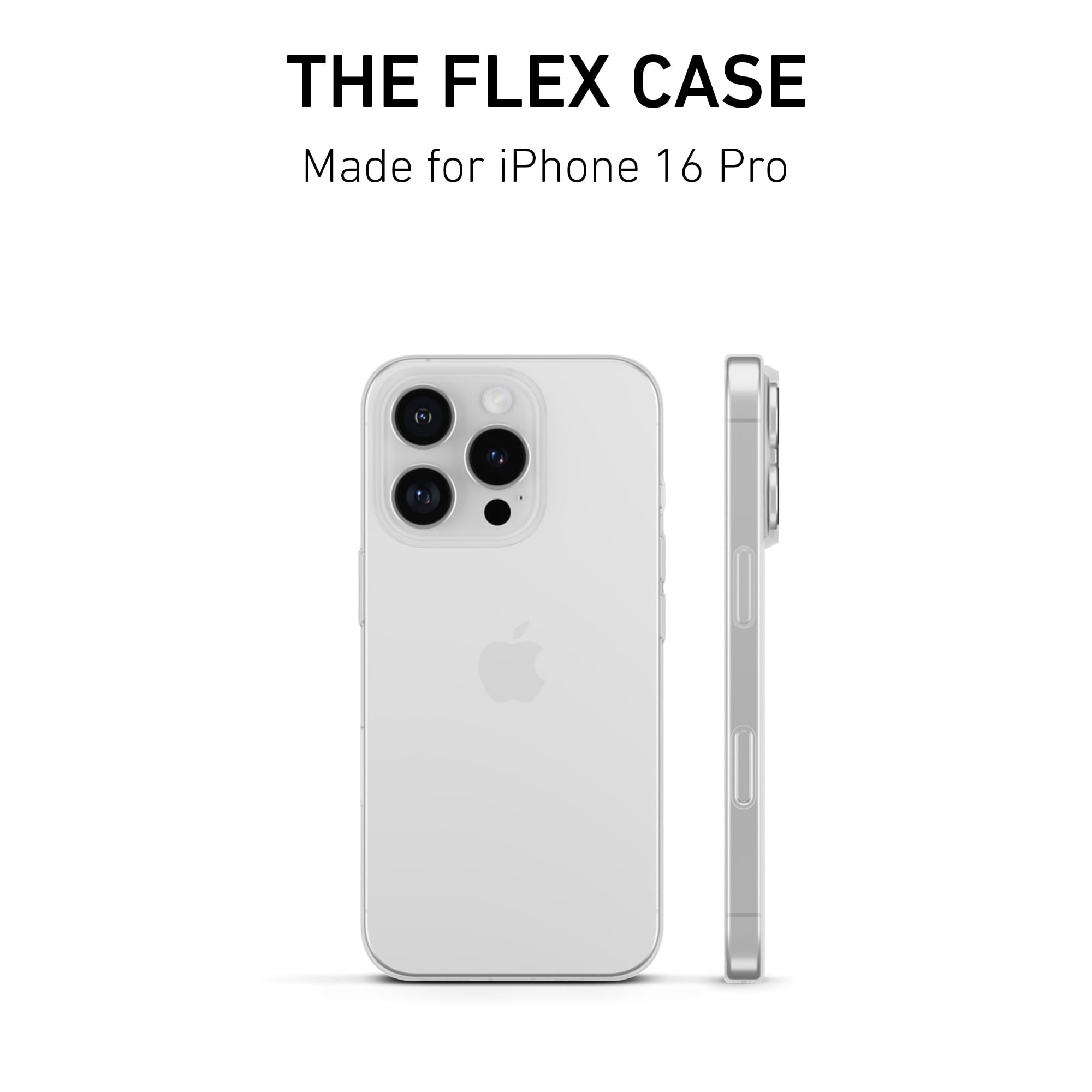 PEEL Flex Case Compatible with iPhone 16 Pro (Clear Soft) - Slim Minimalist Design, Branding Free, Soft Flexible TPU Material, Ergonomic Feel - Protects & Showcases Your Device