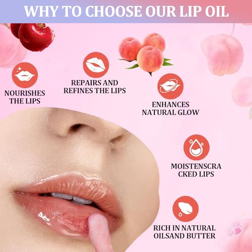INBOLM Lip Gloss Set,6PCS Fruit-Flavored Plumping Lip Oil Hydrating Lip Oils Sets for Teenage Girls Long Lasting Lip Glow Lip Care Roll-on Fresh Lip Glaze Transparent Colorless Moisturizing Lipgloss - Image 8
