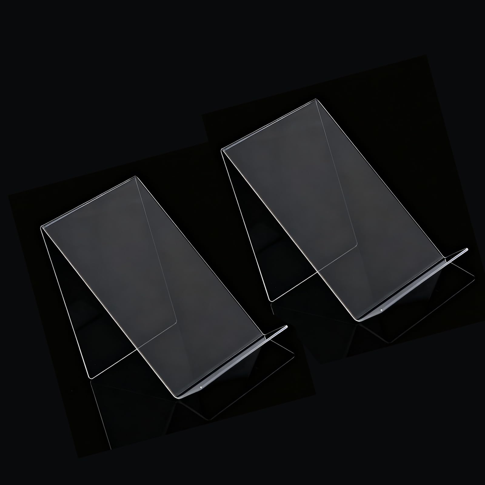 Obotsnoi 2Pcs Clear Acrylic Book Display Stands Tabletop Display Stand Decorative Plate Stand for Brochure Plate Picture Artwork Desk Organizers