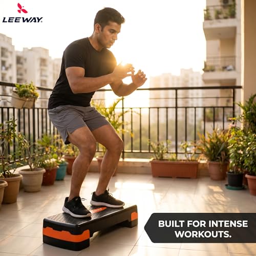 Image of Leeway Stepper for Exercise at Home | 2-Level Adjustable Aerobic Step Platform | Non-Slip Step Board for Cardio | Mini Gym Stepper for Weight & Fitness Workout Cardio | Gym Stool