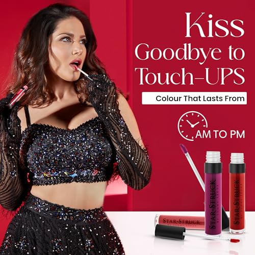 Image of STARSTRUCK BY SUNNY LEONE Glossy Liquid Lip Color, Purple| Highly Pigmented, Hi-Shine & Non-Sticky Formula | Lip Gloss For Girls, Women | Wine